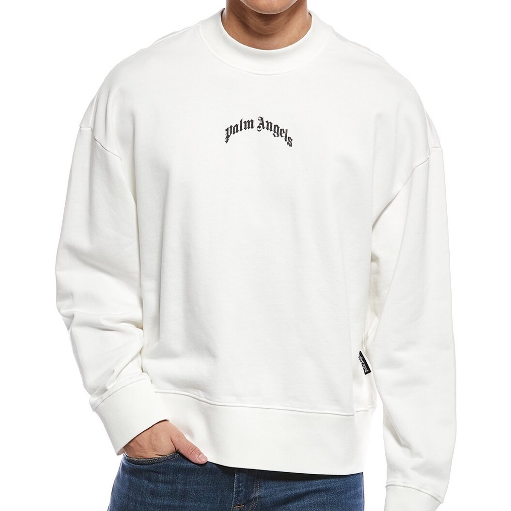 Palm Angels White & Black Crewneck Sweatshirt Size Small